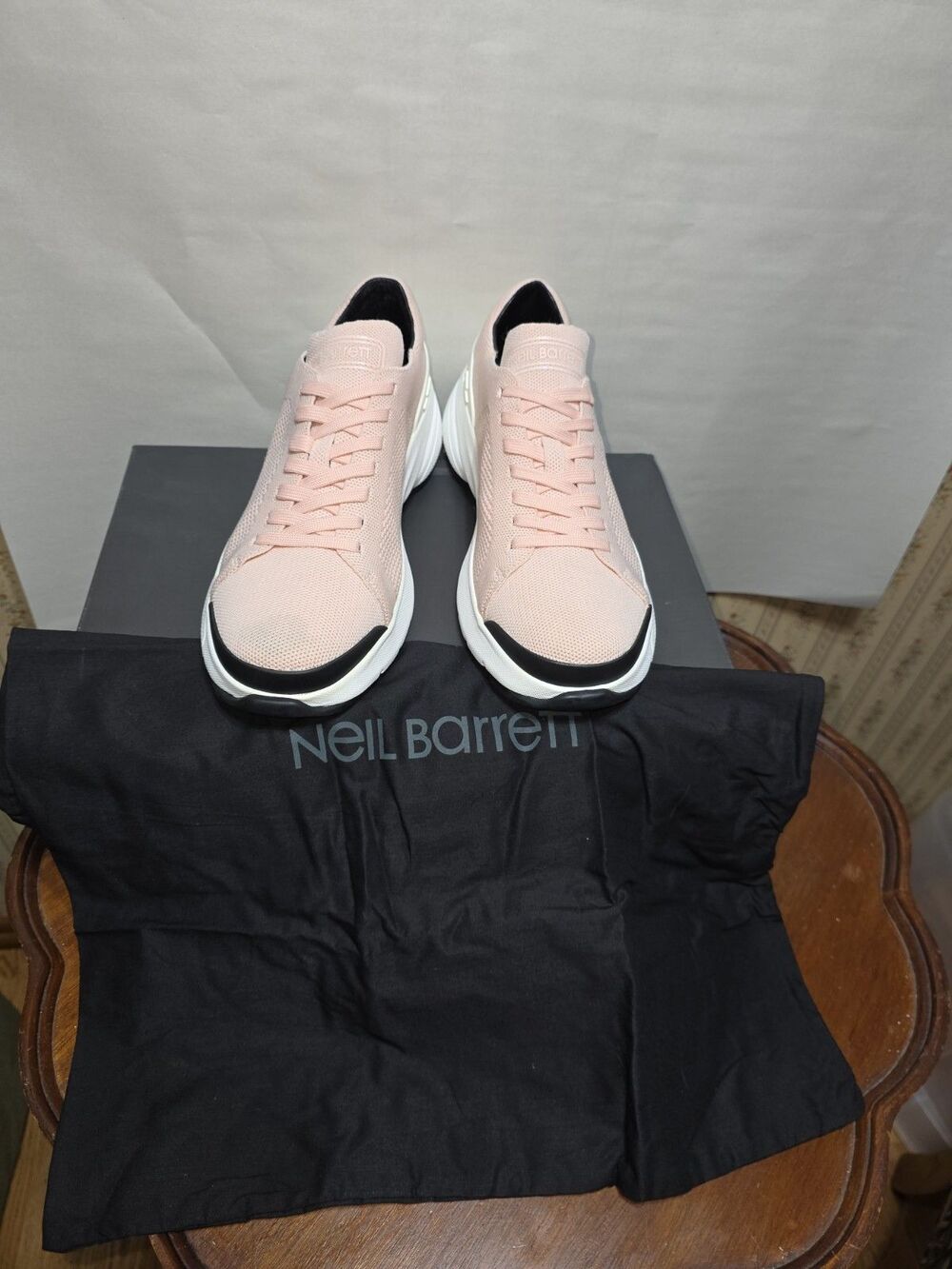 Neil Barrett Mens EU 43 Pink Knit Sneakers Chunky Sole Designer Shoes Box